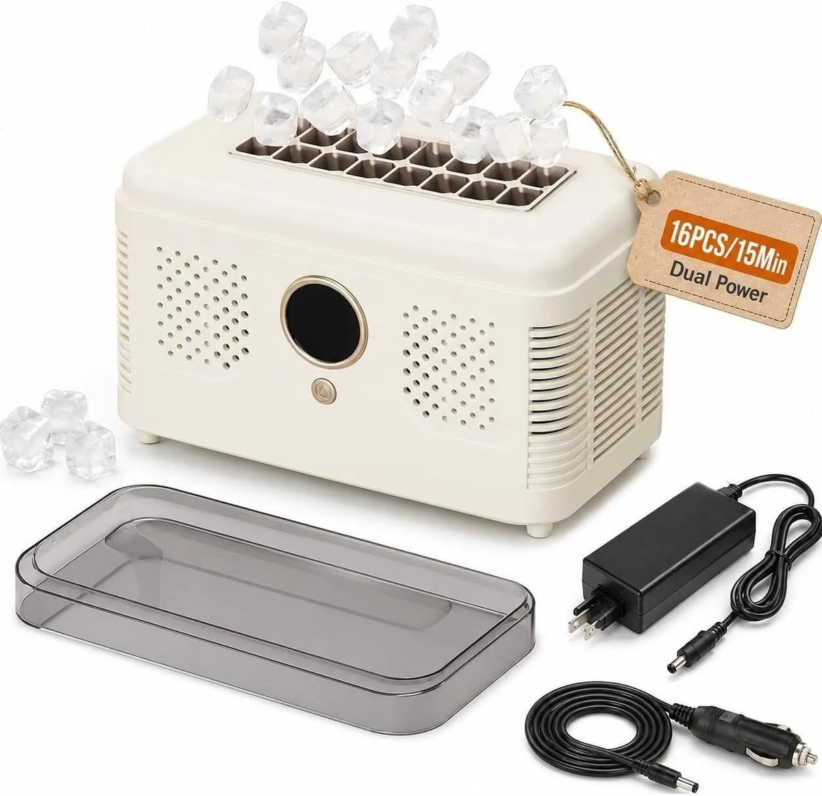 Machine, Draagbare ijsblokjesmachine, 12V DC mini-auto, 19,2 x 10,5 x 12,8cm
