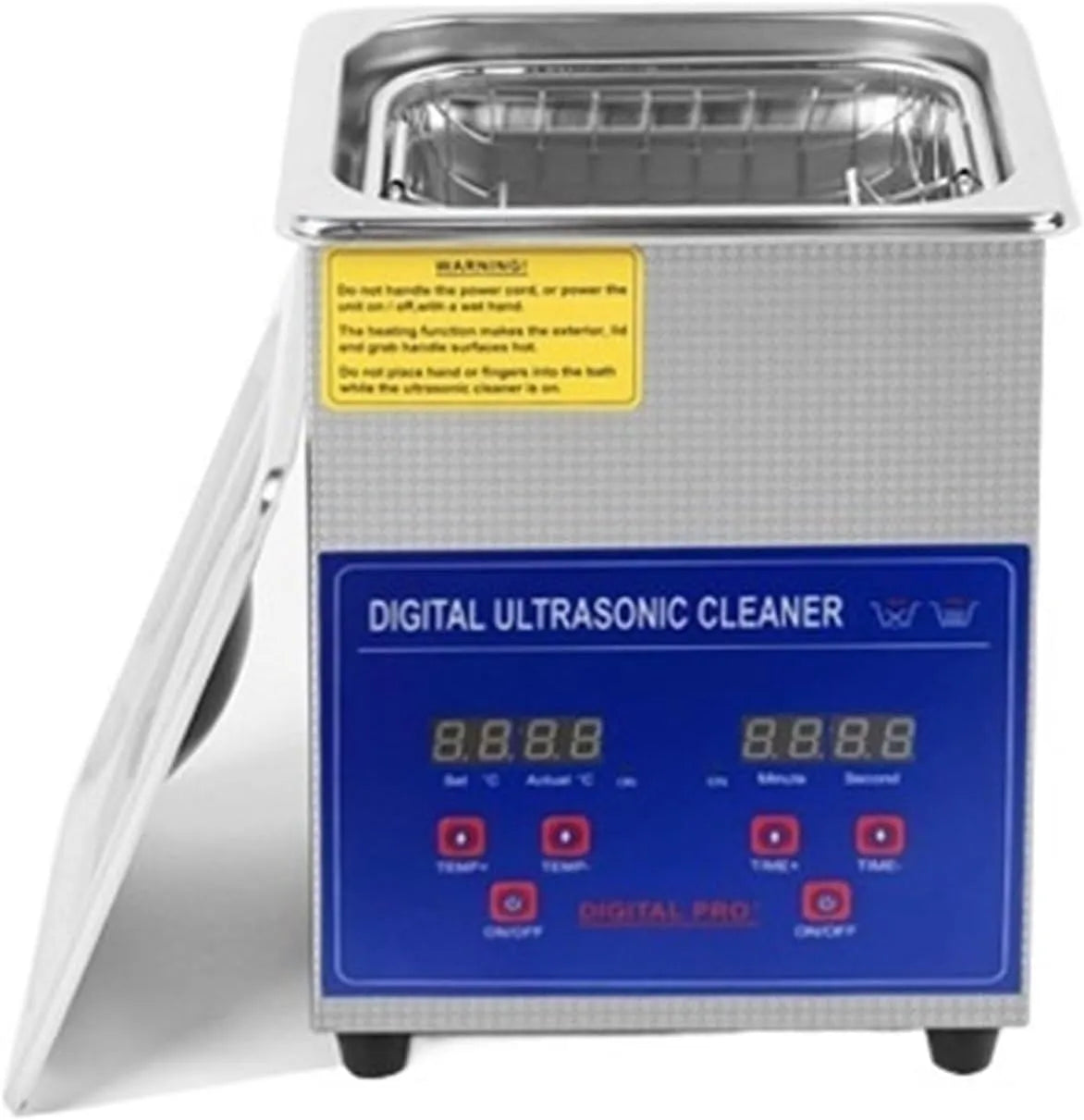 Ultrasoonreiniger met 3 l, 180 x 165 x 225 mm, 265 x 160 x 225 mm, 3,2 l, 30 minuten, 80 °C, timer en RVS