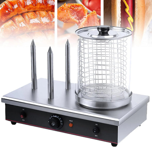 Huishoudelijke hotdog machine, Elektrische hotdog stoomboot 700 W hotdog warmer worsting, commercieel huishoudelijke hotdog machine met 3
