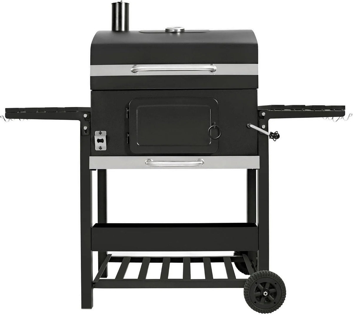 Barbecue met 57 x 41,5 cm, hogedrukstoom, mobiele uitvoering en gietijzeren uitvoering, XL Houtskool