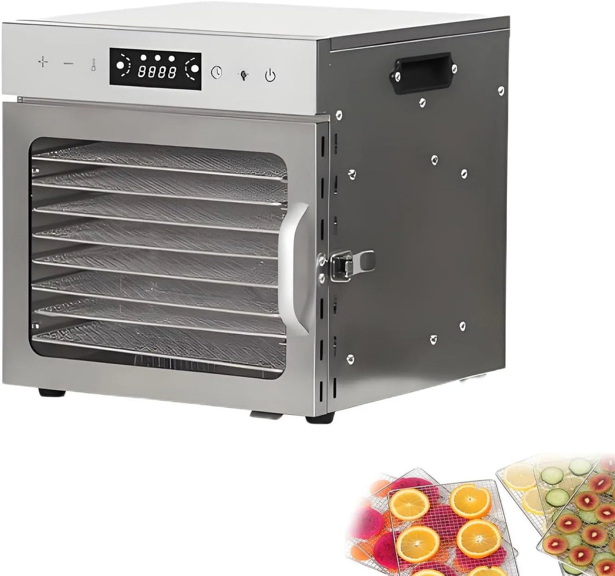 Ventilator, Digitale voedseldroger van RVS, vlees en fruit 8Layer, droogapparaat voor gedroogde vleeswaren, commerciële vriesdroger