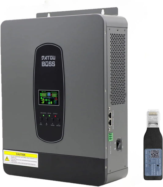 Spanningsomvormer, DATOUBOSS 3000 W hybride omvormer 24 V, met 100 A MPPT voor lood-zuur- en lithiumbatterijen, hybride zonne-omvormer pure sinus