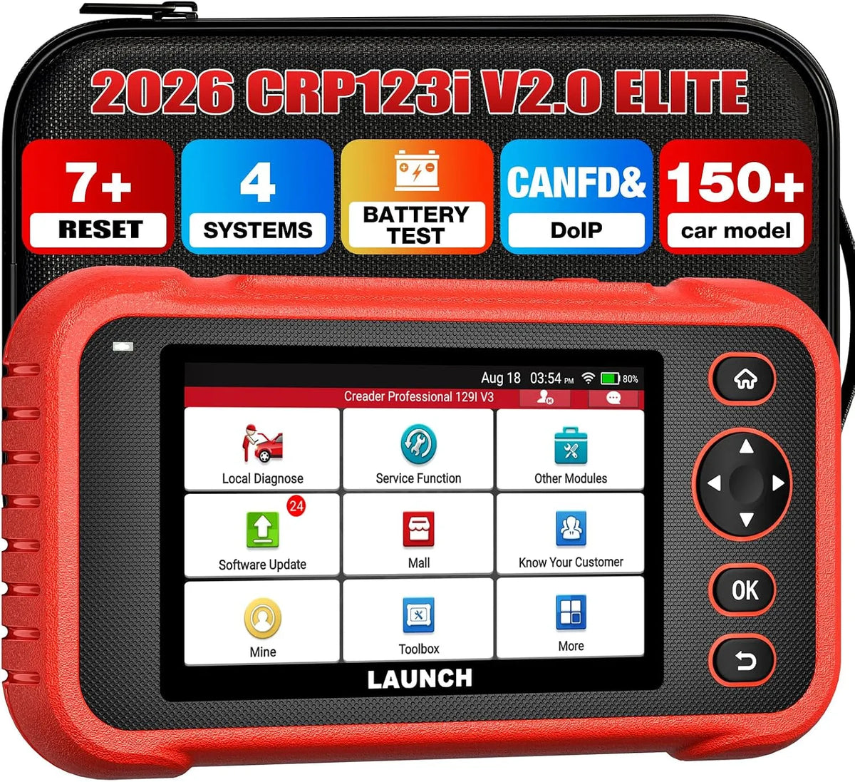 Diagnostische OBD2 Scanner CRP123i OBD2 met WiFi, 4000mAh, 6100mAh, 8G, 16G, 12v en 4-in-1