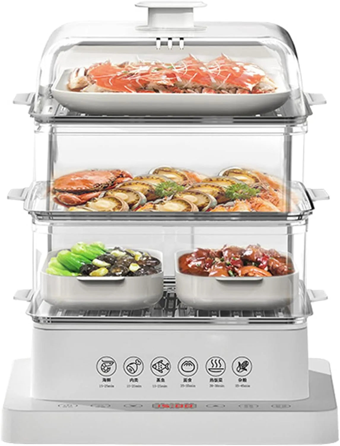 Voedselstomer met 320 x 322 x 400mm, 32L, 220 V, 4KG en RVS, drielaags ontbijtmachine met grote capaciteit
