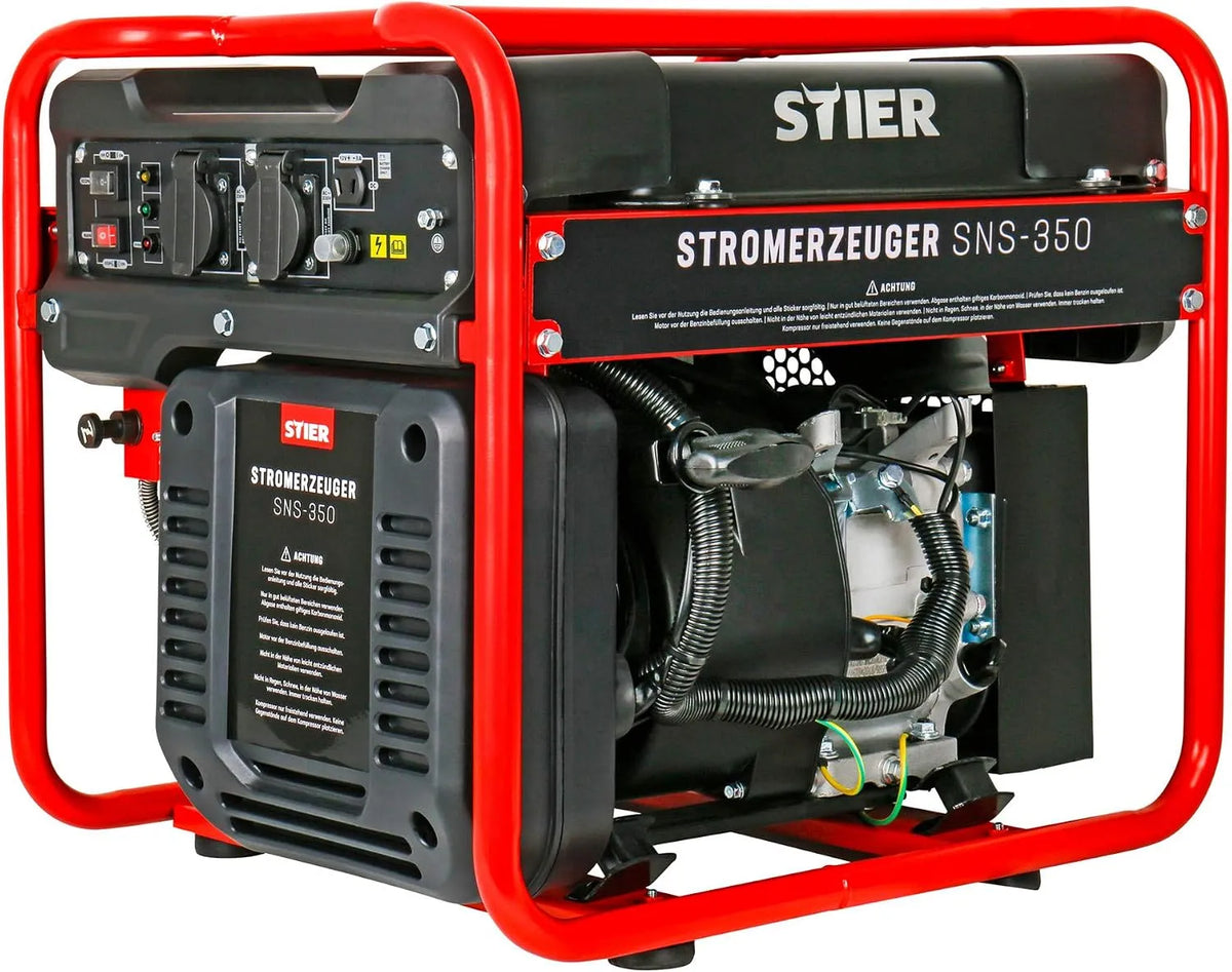 STIER invertergenerator SNS-350 3,5 kW 69 dB A SNS-350 met 3,5 kW, 69 dB en voor bouwplaats en werkplaats