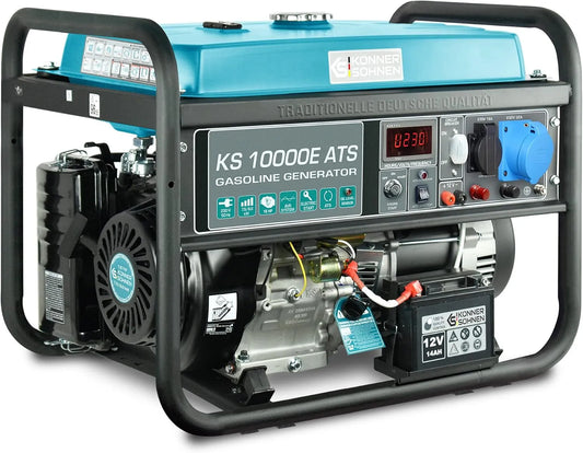 Generator, 18 pk, automatische spanningsregelaar 230 V, 1 x 32 A stroomgenerator, 1 x 16 A, 8000 watt, noodstroomautomaat