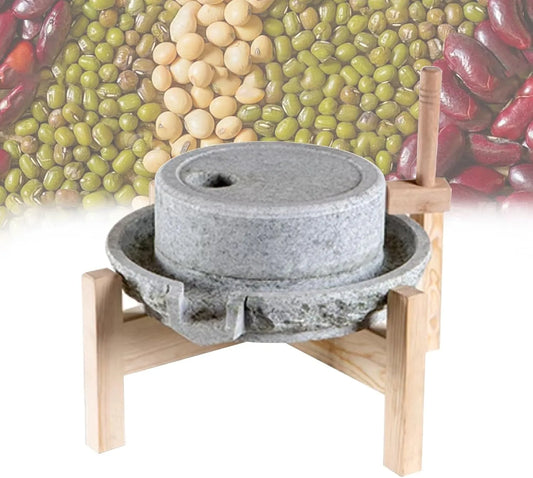 Stenen Graan Molen met 6 uur, 1 cm, waterreservoir en RVS, Hand Operated Natte Droge Graan Grinder voor Thuis Keuken Gebruik