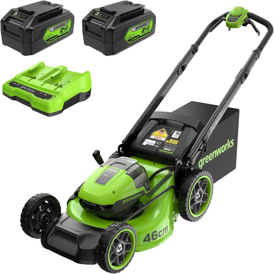 Grasmaaier, 24V, 48V, Greenworks Zelfrijdende Draadloze Accu Grasmaaier, 46cm Maaibreedte, 3 Jaar -MO48L424-01, 55L
