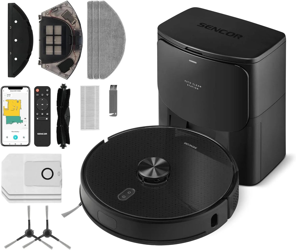 HEPA-filter, ultralicht met 3000 Pa, automatisch leegstation, LiDAR-navigatie, geluidsarm, app- en Alexa-bediening, lange batterijduur