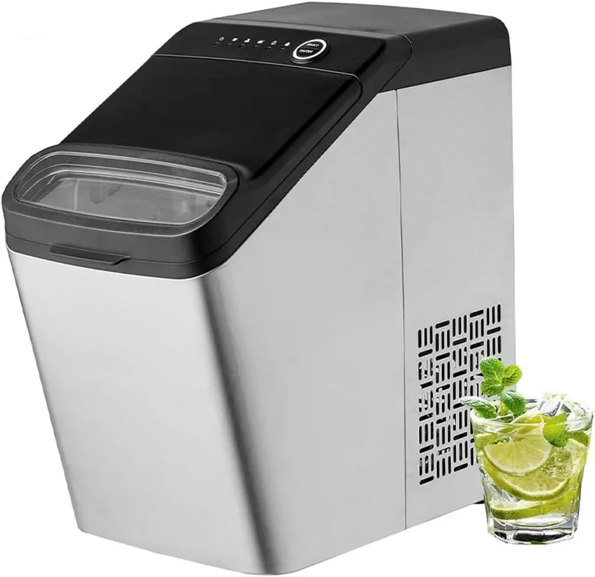 Machine, ijsschep en mand 2 manieren om ijsmachine bij te vullen, water IJs maken