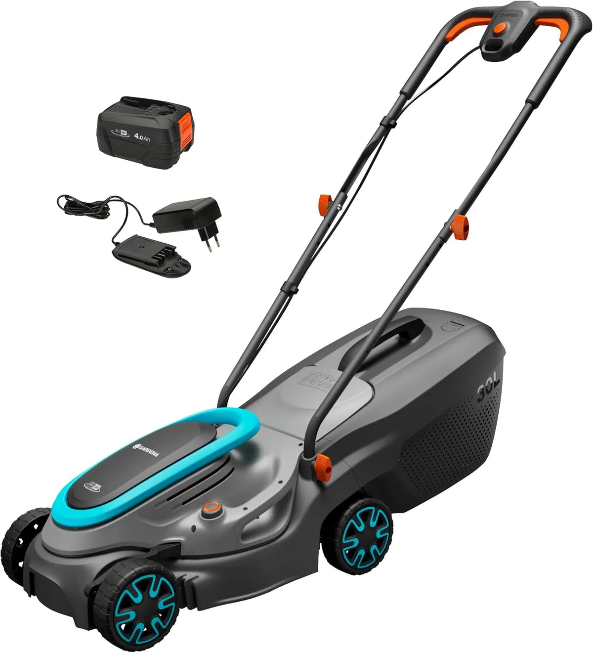 Grasmaaier, 32 cm, Inhoud: 30 liter, op accu 14632-20, Ergonomisch, Hoogteverstelling