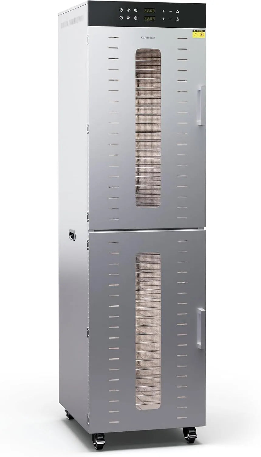 Droger, 4000 W, 30–90 °C, 50–55 dB, 40 roestvrijstalen trays, 2 droogkamers, 24-uurs timer, 6 ventilatoren, groenten