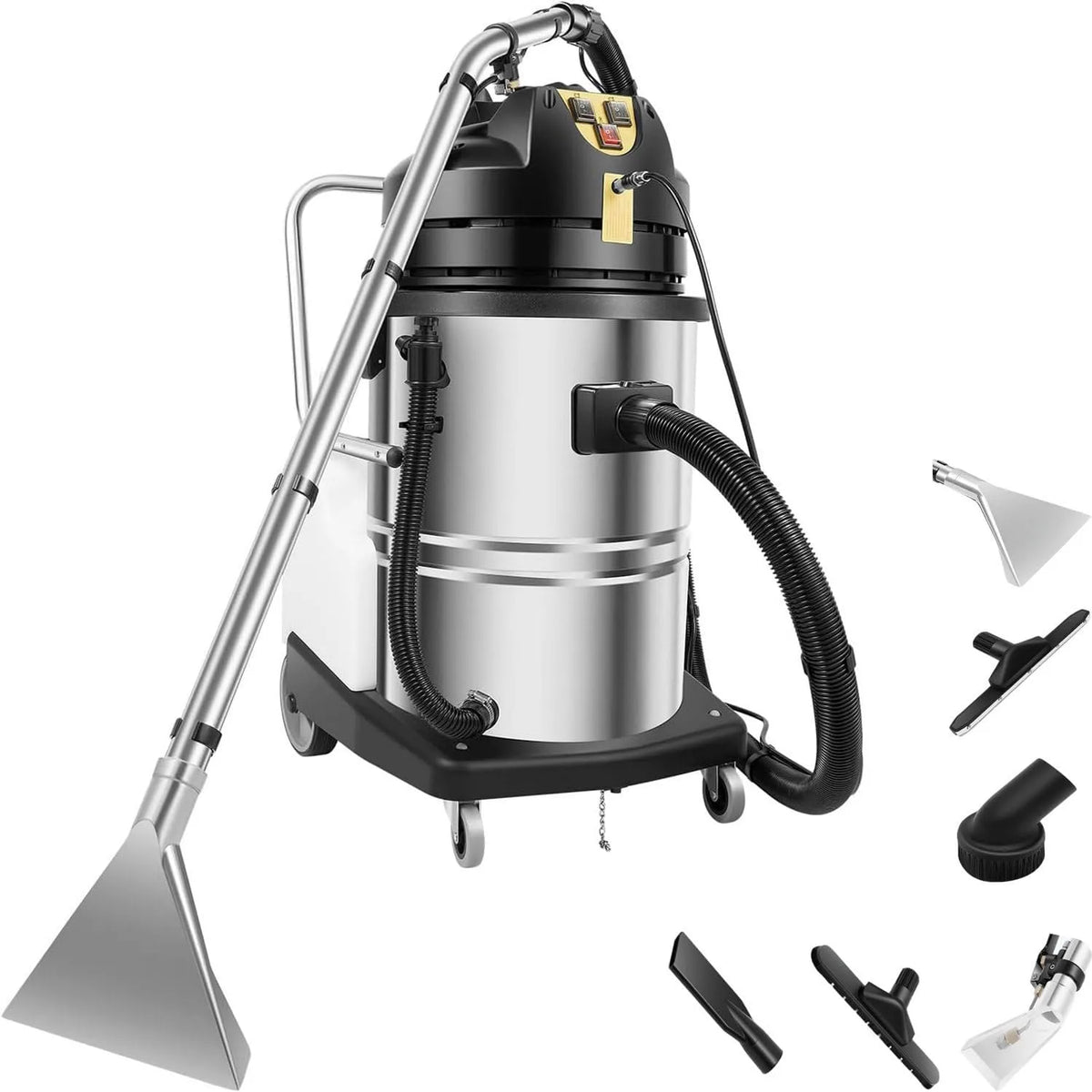 Stofzuiger met 60L, 2110 W, 2-in-1, 20L, 145 cm, geluidsarme werking, RVS en voor tapijt, harde vloeren en dierenharen