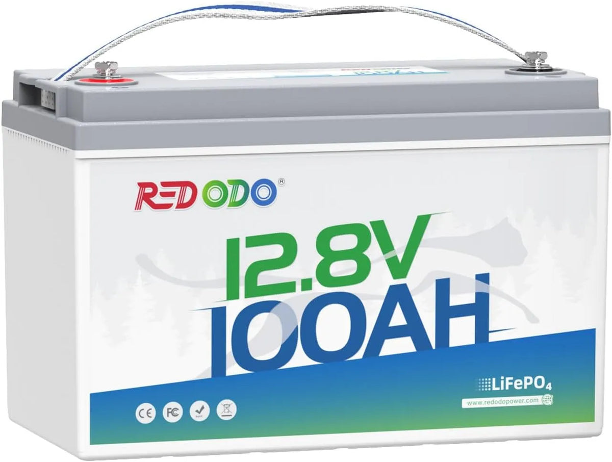 Redodo 12V 100Ah Lithium Batterij 1280Wh LiFePO4 Batterij met 100A BMS Meer dan 101% Bruikbare Energie 10 Jaar Levensduur 15000 Cycli 100Ah Batterij