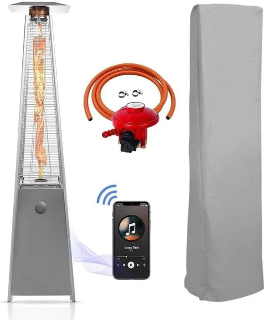 Gaskachel met 13 kW, Bluetooth, RVS, aluminium en zilver