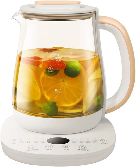 Waterkoker met 1.8L, 24,5 x 19 x 24 cm, 220V, 100-800 W, 24 uur, RVS en wit