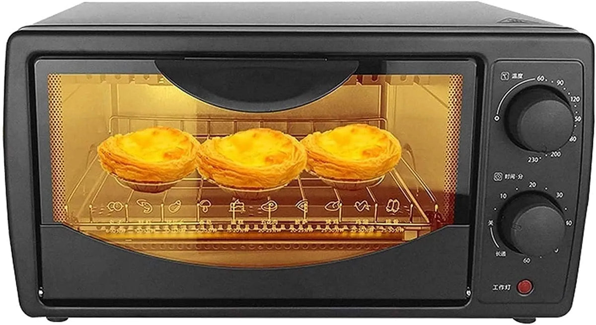 Inbouwoven met 10L, 60°C, 220°C, 362 mm, 267,5 mm en 199 mm, 10L zwarte mini-elektrische oven