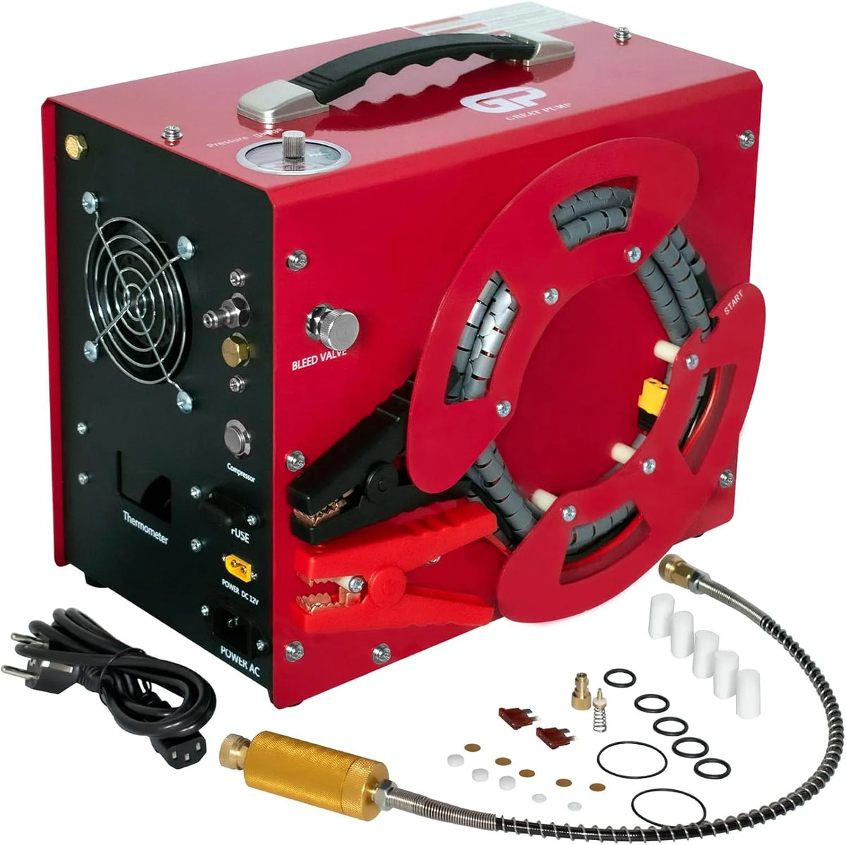 TUXING PCP Luchtcompressor Psi/30Mpa met 220V, 12V, 8MM, zwart en rood