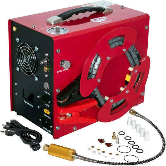 TUXING PCP Luchtcompressor Psi/30Mpa met 220V, 12V, 8MM, zwart en rood