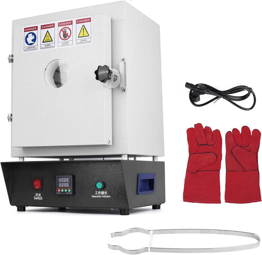 Inbouwoven met 1150 °C, 1500 W, 15 x 15 x 20 cm, 1750 W, regelbare thermostaat en RVS