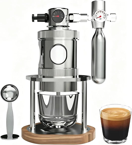 Espressomachine met 115 x 108 x 220 mm, 16 bar en RVS, handmatig luchtdrukkoffiezetapparaat met manometer voor brouwen