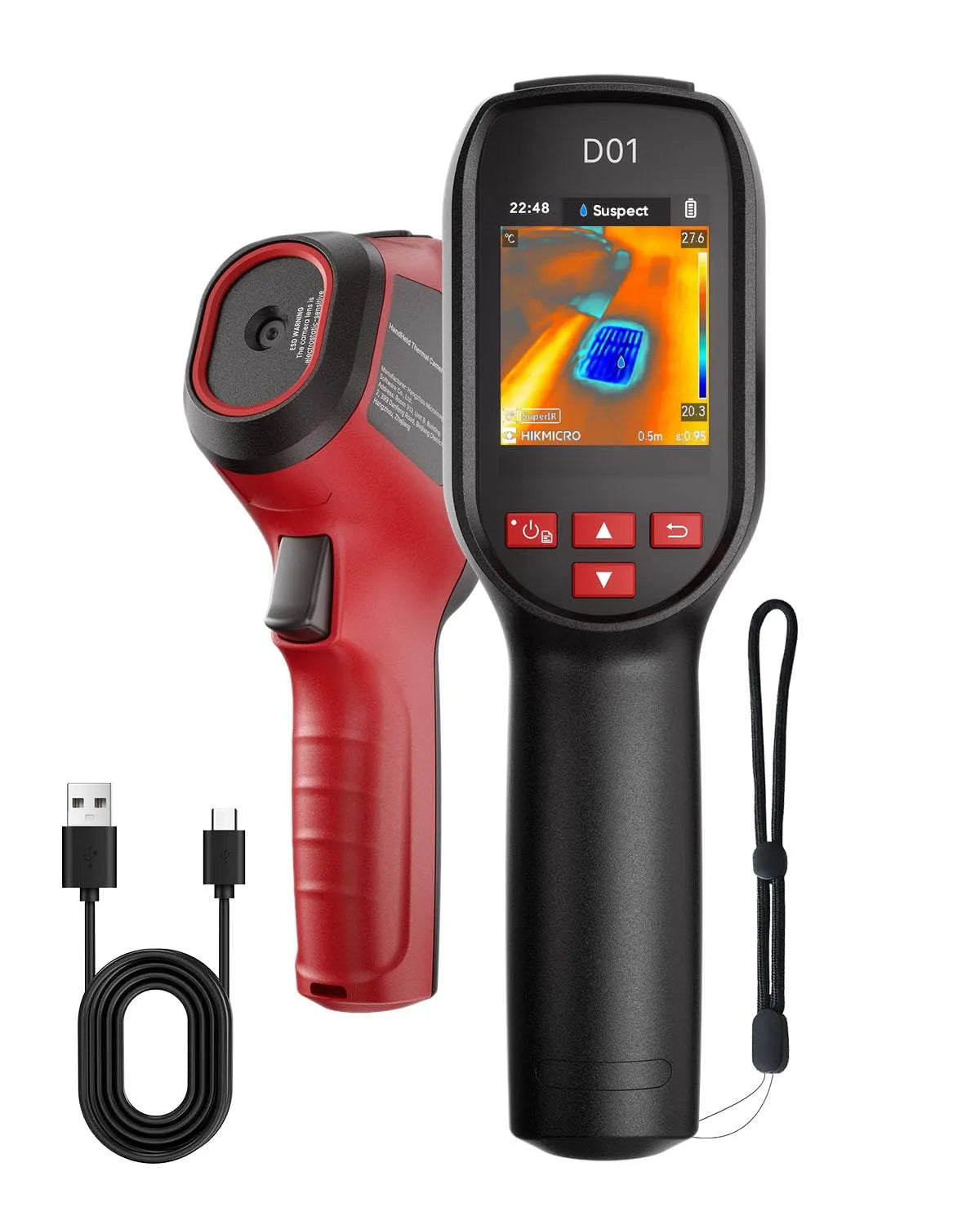 Camera D01 met 3350 mAh, 11 uur en slaapstand, SuperIR 240 x 240 IR-resolutie