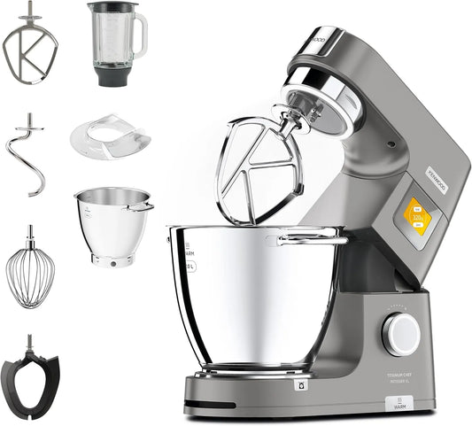 Keukenmachine, Kenwood KWL90.034SI, 1400 Watt, RVS, ingebouwde weegschaal en blender, Zilverkleur, 7L